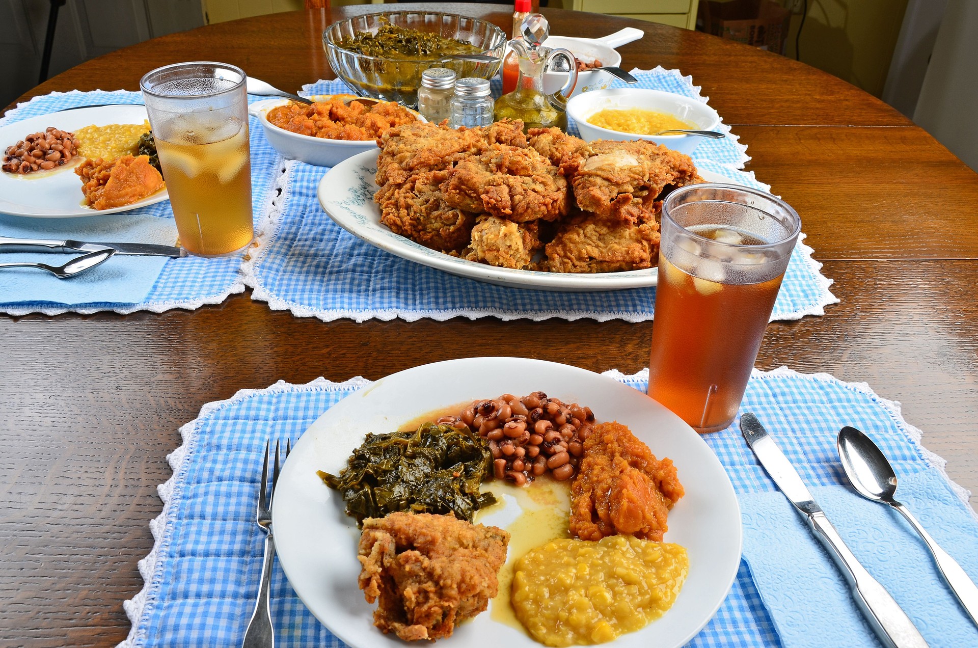 Chicken Dinner on Vintage Table